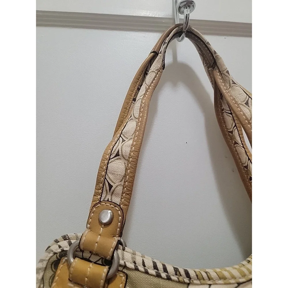 FOSSIL Patterned Canvas Leather Trim Shoulder/Tote Bag